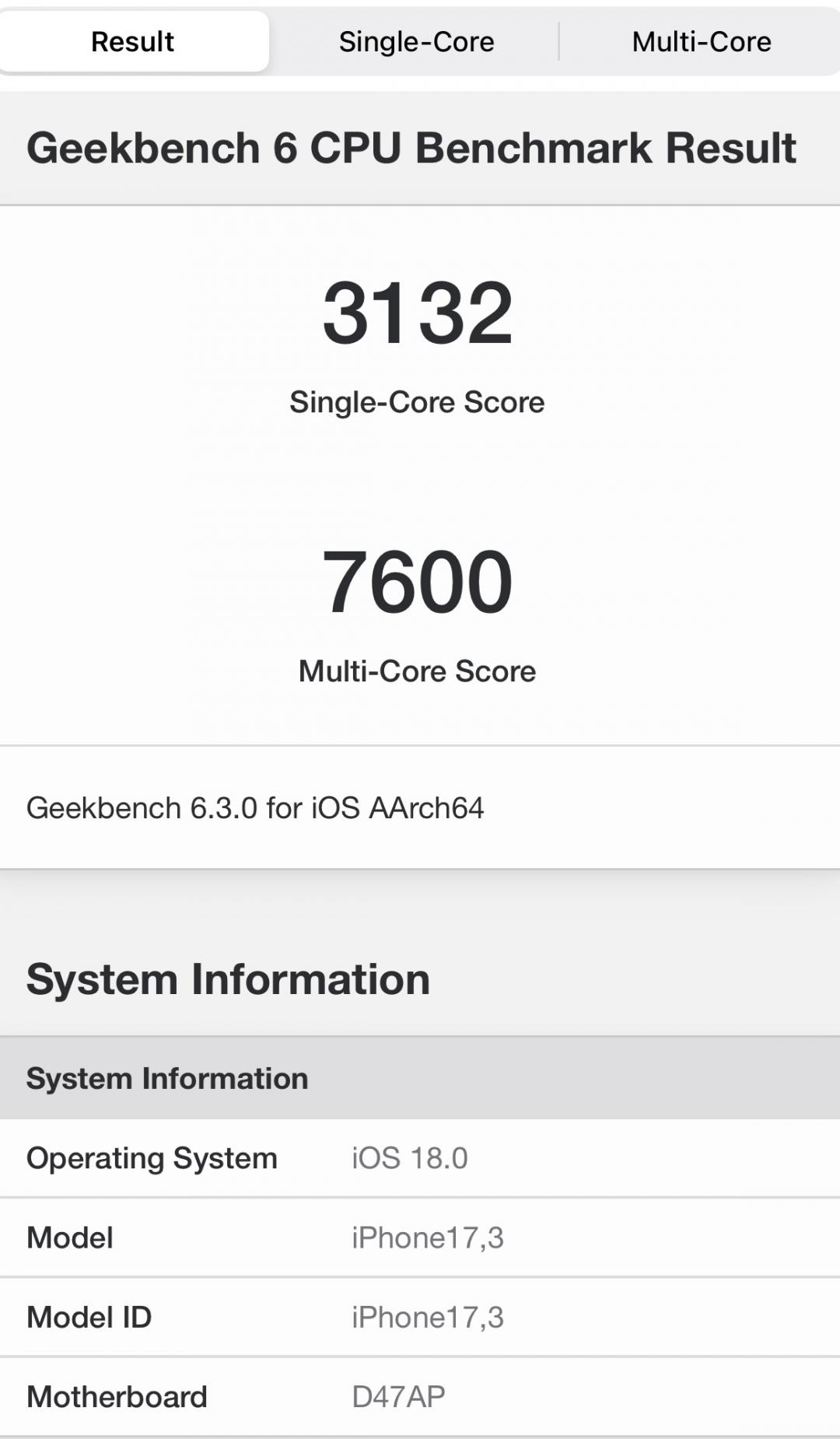 A18晶片跑分，勝過A17 Pro。（圖／記者吳佩樺攝）