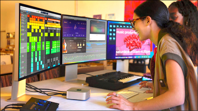 透過HDMI連接孔,新一代Mac mini能支援最多三台6K顯示器,總共超過6,000萬像素。(翻攝蘋果官網)