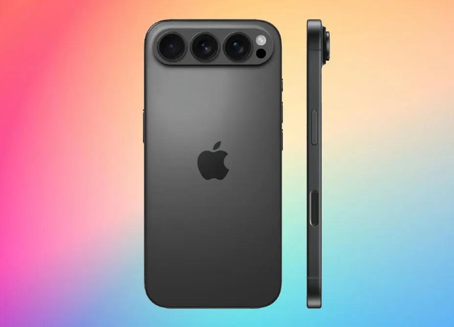 最新爆料指出，二手收購手機iphone 17系列將改為「橫條相機島」設計，具體機型不明。（圖／翻攝網路，此僅為渲染圖，非實機）