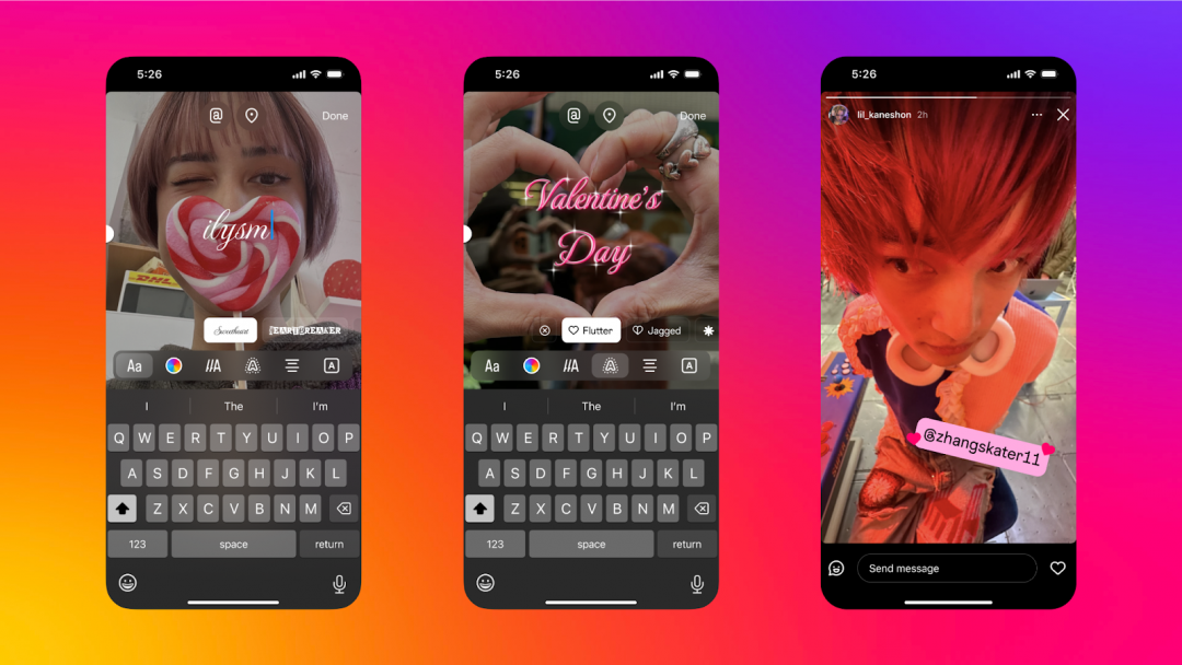 Instagram情人節彩蛋，增加情侶之間的「粉紅泡泡」。（圖／IG)
