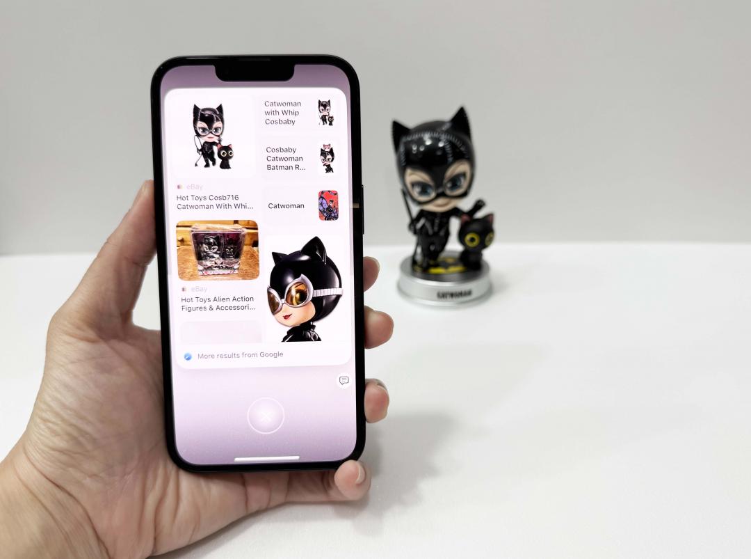 一鍵啟動視覺智慧，例如可立刻搜尋物品資訊。（圖／記者吳佩樺攝）