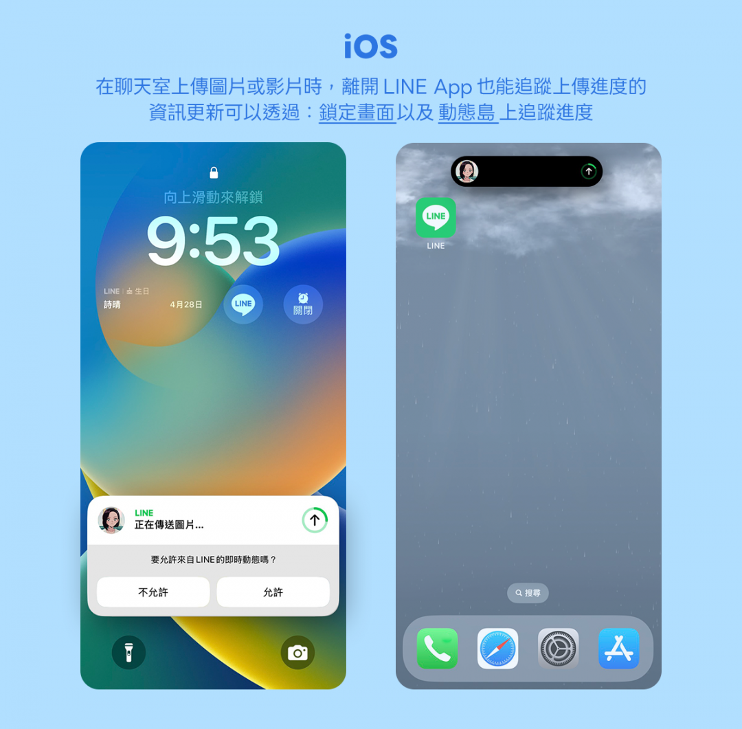 iOS專屬「即時動態」。 (圖／LINE)