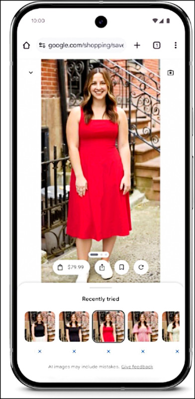 Google在美國推出「虛擬試穿」實驗功能,看到喜歡的衣服不確定是否合身,能上傳一張照片由AI依據體型加以模擬,帶來逼真的線上試穿效果。
(翻攝Google官方部落格)