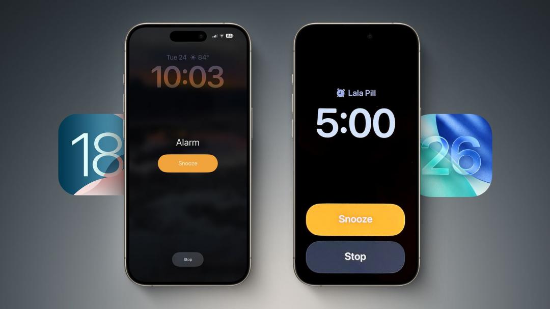 蘋果重新設計iPhone鬧鐘響起時的介面。(圖/翻攝macrumors)