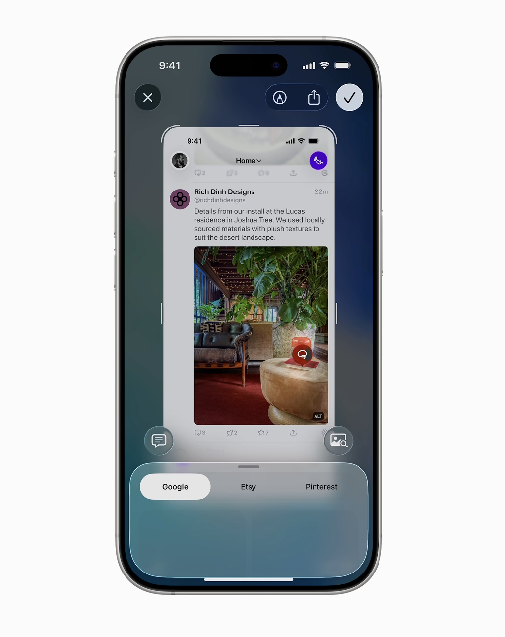 視覺智慧以Apple Intelligence為基礎, iOS 26升級版能從截圖判斷內容。