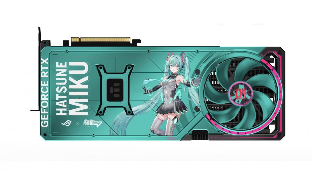 ROG Astral GeForce RTX 5080 O16G初音未來特別版：顯示卡外蓋與側邊以初音未來配色為主軸，背板盡是動漫風圖樣。採四風扇設計，可提升高達20%氣流和風壓；獲得專利的均溫熱導板，具備銑削熱導管，散熱效果更加出色，再加上50安培MOSFET電晶體，將為玩家帶來卓越的穩定性與超頻潛力；此外，其亦內建Aura Sync燈光模組，可與其他裝置同步。
