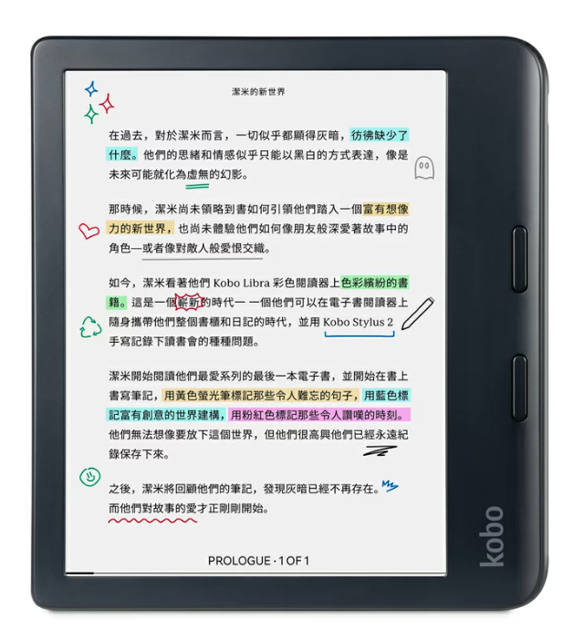 近年彩色電子書閱讀器明顯降價，Kobo Libra Colour機身7吋、價格在7,699元，適合作為入門款。