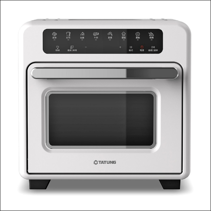 大同15L微電腦氣炸烤箱升級電子控溫，內建八種智慧型菜單，美味輕鬆上桌。