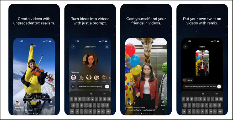 在Sora App中,輸入簡單的文字指令或圖片,就能生成高擬真效果的短影片。(翻攝蘋果App Store)