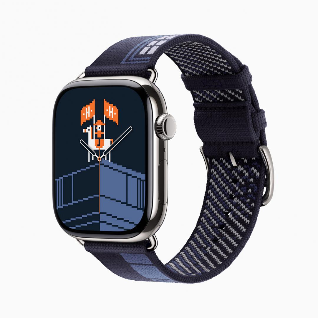 Apple Watch Hermès　Series 11的Faubourg Party錶帶，由藝術家Tibor Kárpáti操刀，並以愛馬仕巴黎福寶總店為靈感設計，46,900元起。