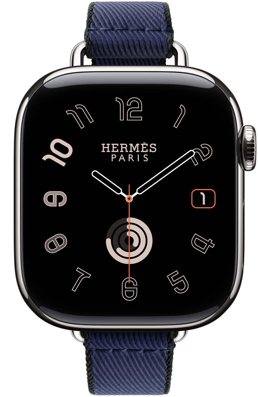 Apple Watch Hermès Series 11 Twil Jump Attelage Single Tour錶帶，以精巧設計搭配對比飾邊，呼應愛馬仕的細緻油邊工藝，43,400元。