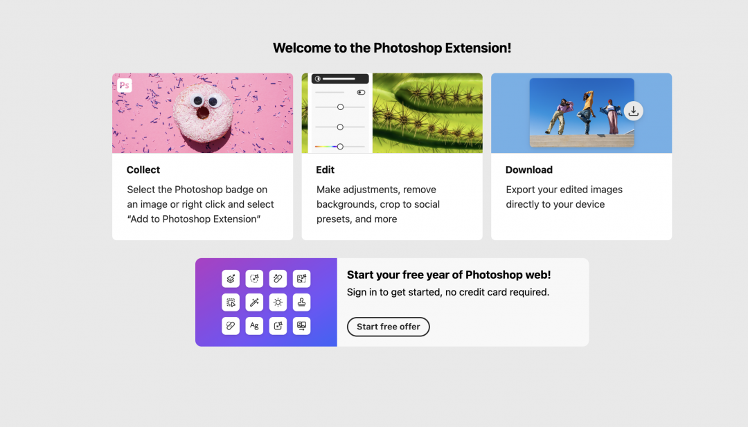 系統會顯示無需信用卡，點選「Start free offer」按鈕。（圖／翻攝官網）