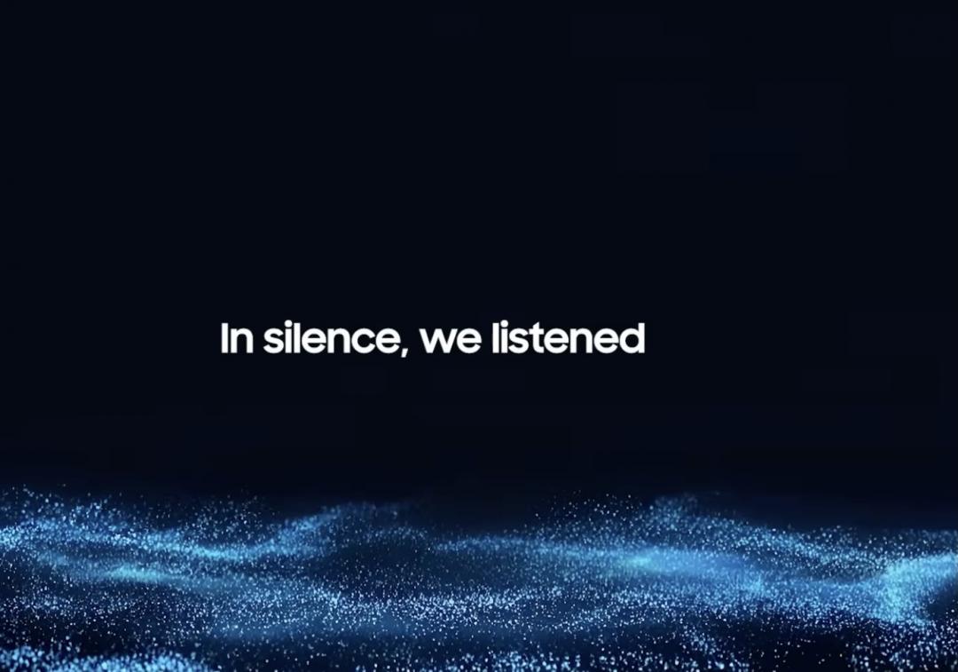 預告影片中，三星釋出「In silence, we listened」訊息。（圖／翻攝YouTube）