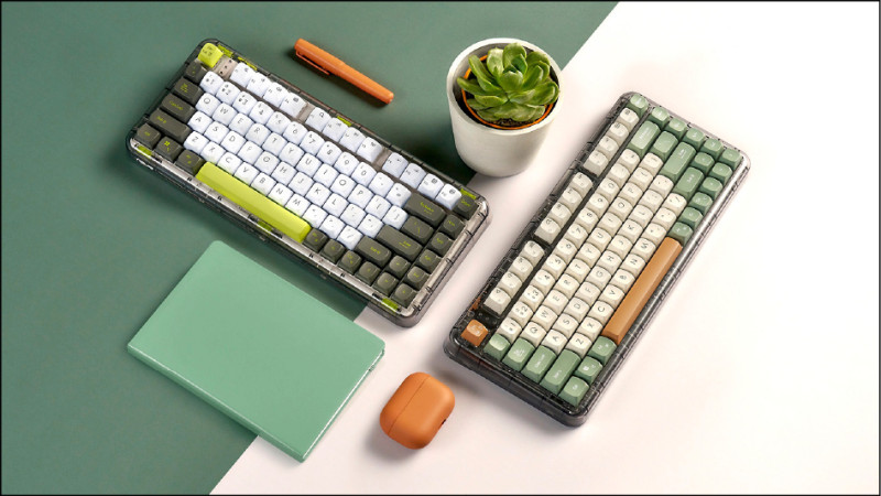 Jelly75無線機械式鍵盤KD201提供電流綠（圖左）、曠野橙（圖右）兩色，打造文青風格桌面。