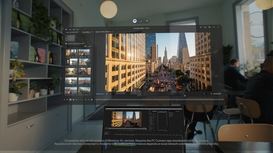 電腦內的視窗可以被拉進虛擬頭盔的畫面裡自由擺放。（圖／Google）