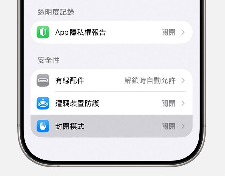 iPhone開啟封密模式，許多功能會遭到限制、無法正常使用。(圖／官網)
