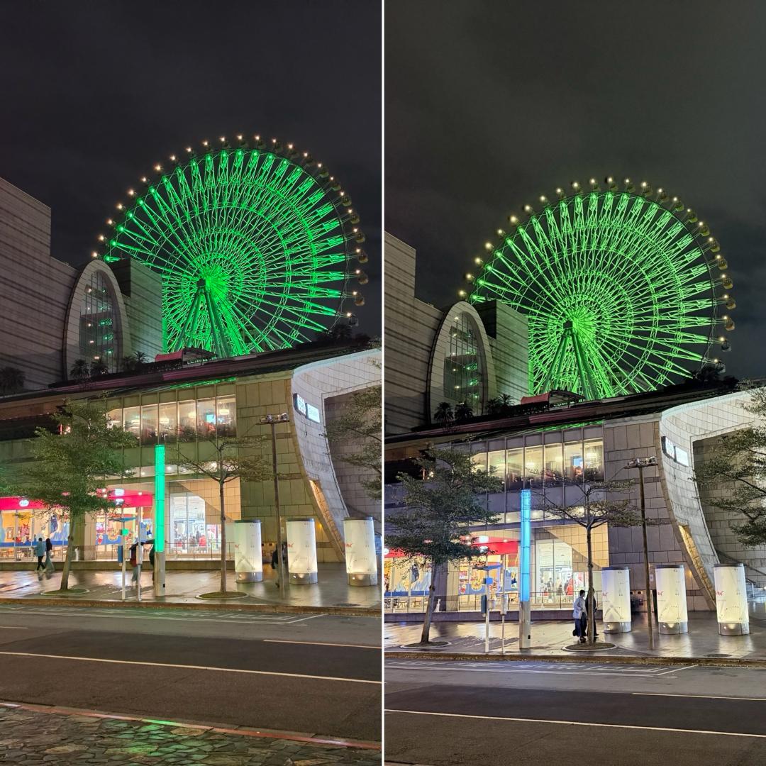 主鏡頭實拍。（左）：S26 Ultra；（右）：iPhone 17 Pro Max。（圖／記者吳佩樺攝）