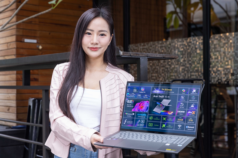 宏碁Swift 16 AI輕薄筆電，強調優異效能。（圖／宏碁）