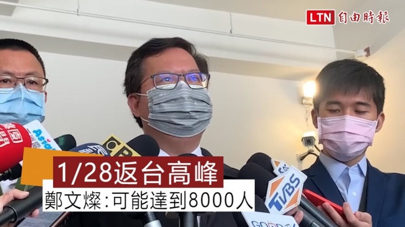 返台高峰將在28日 鄭文燦估:可能達到8000人
返台高峰將在28日 鄭文燦估:可能達到8000人