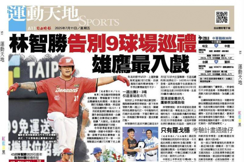 林智勝告別9球場巡禮 雄鷹最入戲