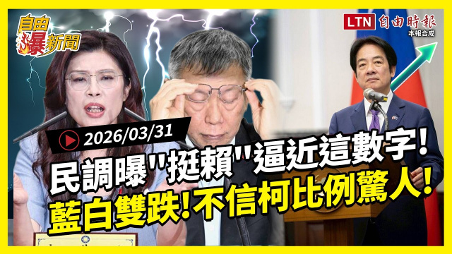 自由爆新聞》民調「挺賴清德」逼近這數字！藍白雙跌、不信柯文哲比例驚人