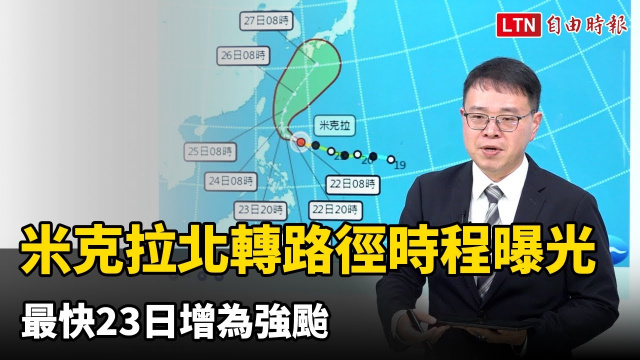 「米克拉」北轉路徑時程曝光 最快23日增為強颱 「米克拉」北轉路徑時程曝光 最快23日增為強颱