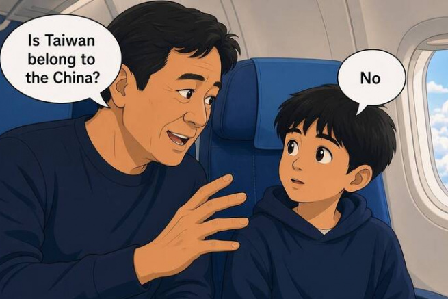 霖：中國男飛機上硬推「台灣屬中」 男童一句「No」打臉