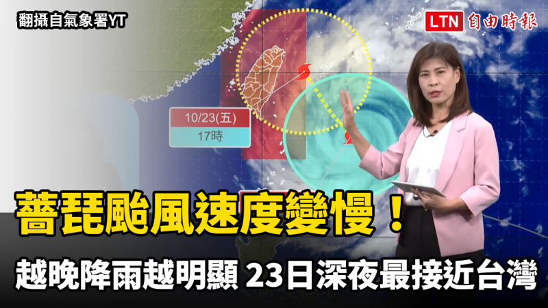 薔琵颱風速度變慢!越晚降雨越明顯 23日深夜最接近台灣 薔琵颱風速度變慢!越晚降雨越明顯 23日深夜最接近台灣