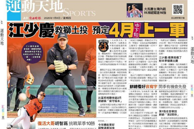 江少慶救獅土投 預定4月中下旬上一軍