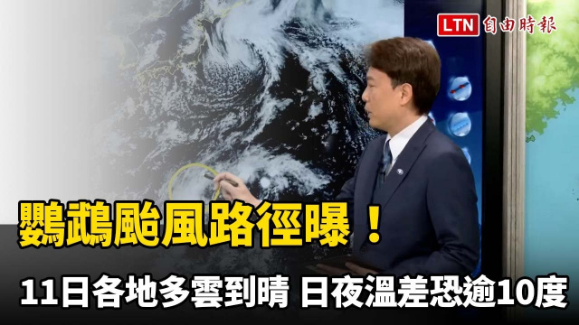 鸚鵡颱風路徑曝！11日各地多雲到晴 日夜溫差恐逾10度