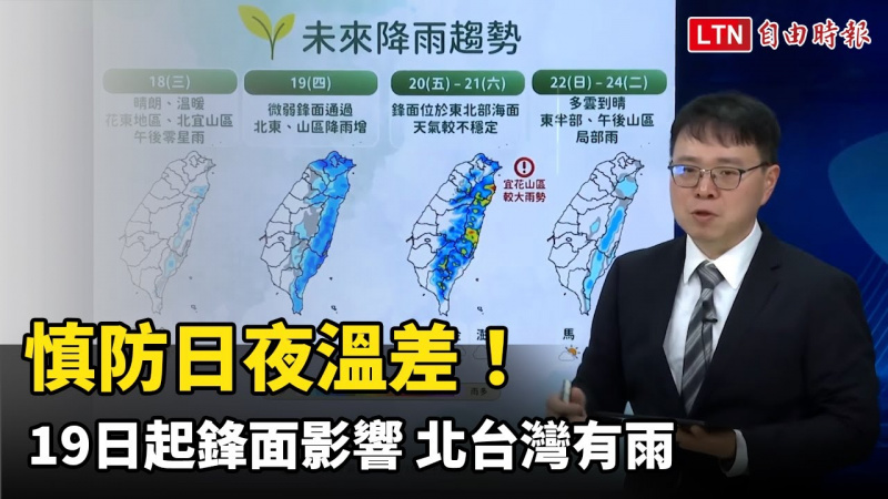 慎防日夜溫差！19日起鋒面影響 北台灣有雨