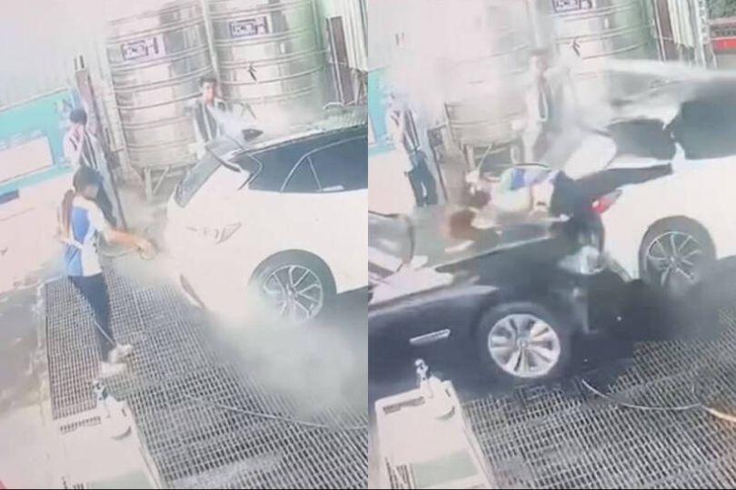 BMW暴衝洗車場 19歲女員工遭撞飛