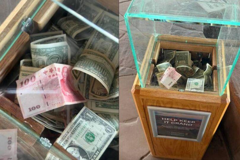 美國大峽谷捐款箱出現台幣 捐款人出現了