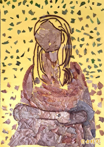 樹葉創作仿名畫「蒙娜麗莎的微笑」大業實中學生顛覆視覺