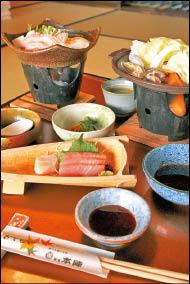 御宿本陣旅館附設的本陣餐廳，供應新潟魚沼越光米套餐。