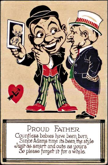 喜歡拿自己小孩照片向人炫耀的父母，收到這麼張醋酸卡，肯定非常不爽。（約1910年代出版）