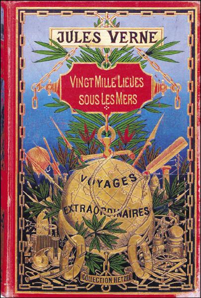 《海底兩萬里》法文原版書封，法國Pierre-Jules Hetzel出版社（1870）。