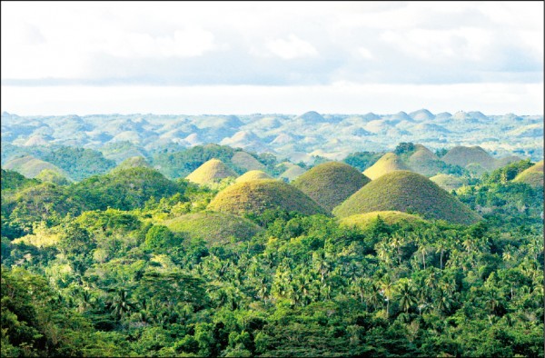 千餘座錐形山丘綿延聚集，構成巧克力山獨特景觀。