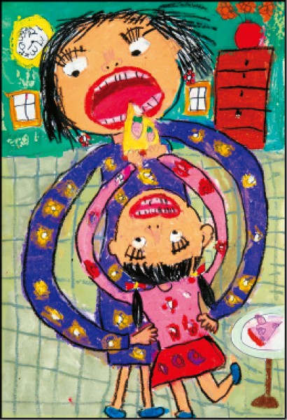 幼兒組優選：程舒珮 作品名稱：餵媽咪吃蛋糕