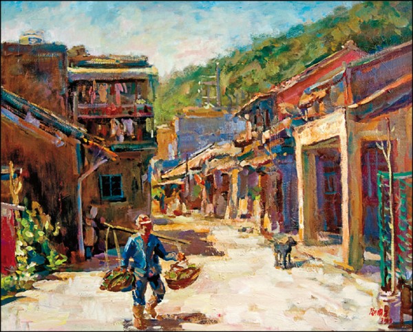 劉國正從1998年新人獎創辦就參加比賽，後於2008年獲印象大獎首獎。「這兩個獎很有意義，它給了我們一個舞台。」劉國正說，他從小在瑞芳長大，當年得獎作品畫的都是故鄉寫生，如〈四腳亭街景〉（圖）。新作〈鹿出〉源於台灣「鹿之島」美名，畫出梅花鹿在原野、山林靜佇或走動的靈性模樣。結合寫意手法和表現主義畫風，對創作歷程來說也有「前進」之意。（記者楊明怡）