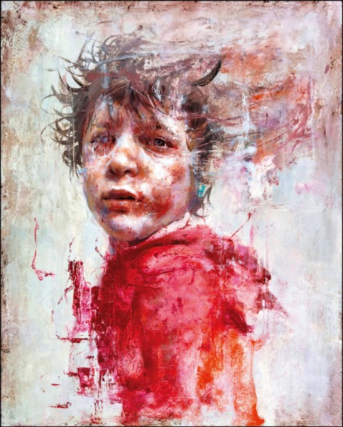 羅展鵬2004年以〈藝術家的試煉〉參賽，此次以一幅畫敘利亞兒童難民的作品（圖）參展，除因「人」一直是他創作的主題之一，也因他認為「絕望的反面就是希望，如果不去觀看絕望的部分，那樣的『希望』也會變薄。」這是創作多年的觀察和感觸，成為他一系列探討信仰、苦難和救贖的作品。（記者楊明怡）