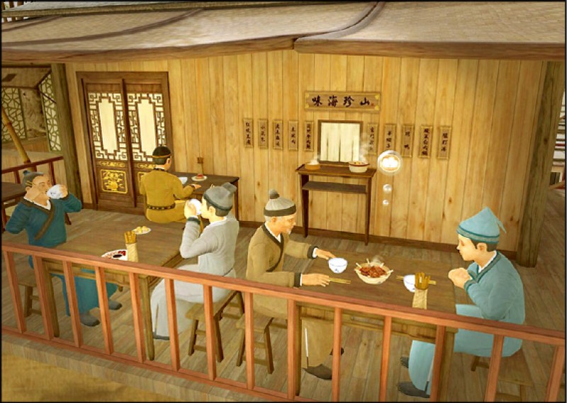 透過VR體驗「清明上河圖」當時生活品味。（故宮／提供）