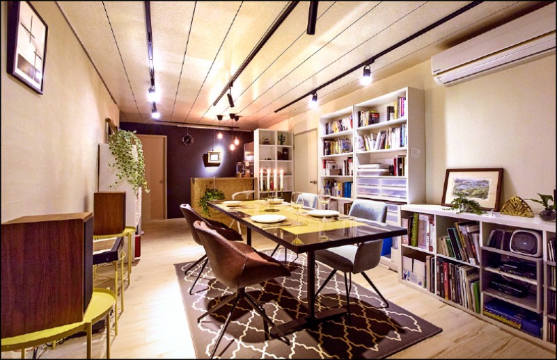 龐甄嬉自宅，以一張大長桌為空間定調，讓此處既可以當餐廳，亦當工作空間。