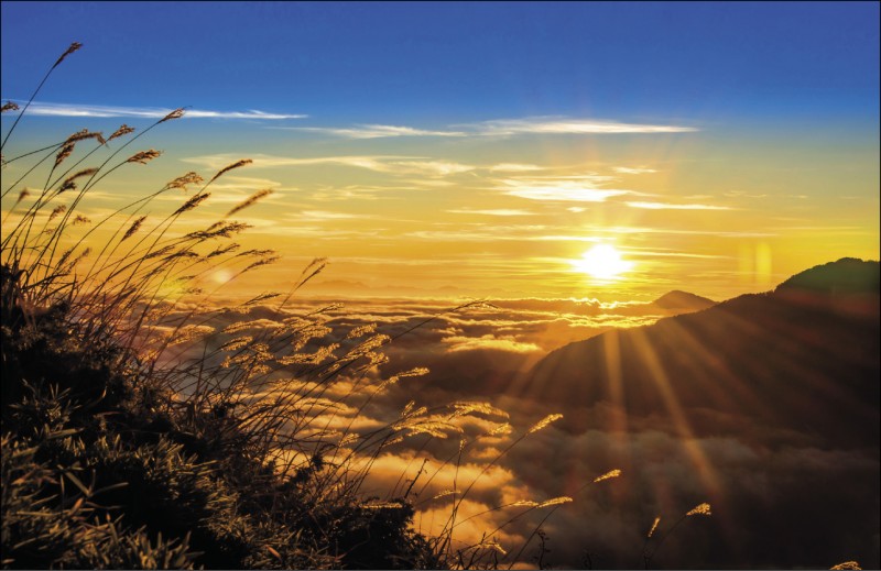 合歡北峰步道上的雲海日出。