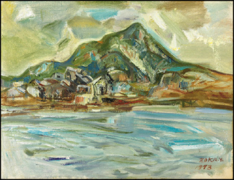 楊造化〈觀音山〉，1973年，油彩、畫布，31×40cm，高雄市立美術館典藏。