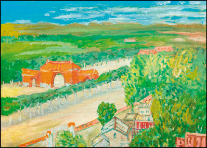 陳清汾〈北京三座門街景〉，1945年，油彩、畫布，90×64cm，家屬收藏。