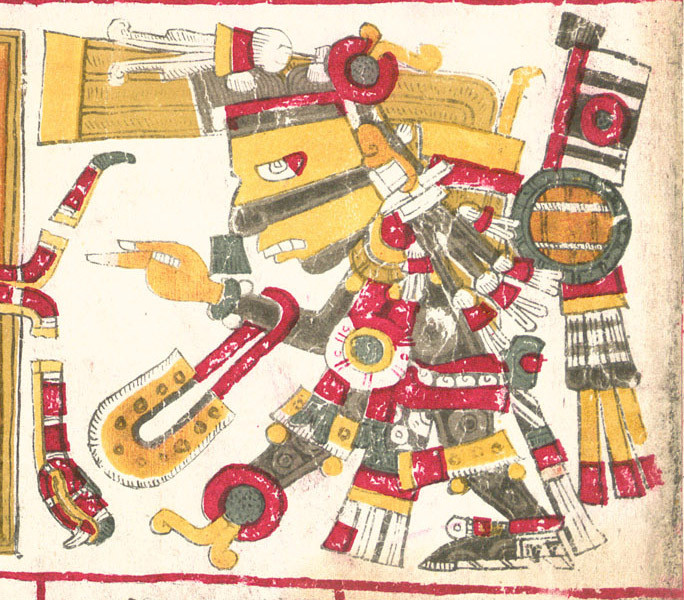 黑曜石鏡象徵戰爭、巫術與黑夜神祇「特斯卡特利波卡」（Tezcatlipoca，如圖）的代表物。（故宮提供）