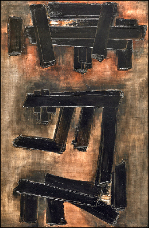 蘇拉吉作品（畫作195x130公分，1956年12月3日）在2022年10月香港蘇富比秋拍逾4,514萬港幣成交。（香港蘇富比提供）
