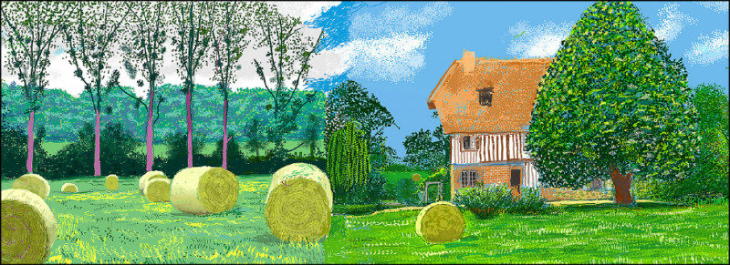 大衛．霍克尼2020至2021年作品〈諾曼第的12個月〉（局部）。（©David Hockney，東京都現代美術館提供）