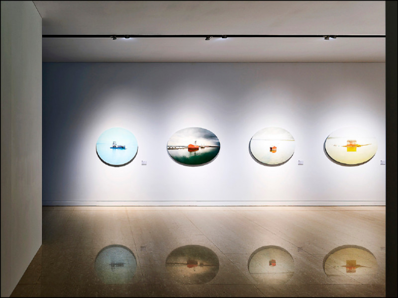 台灣藝術家楊順發的「台灣水沒」系列作品。（林昱晴攝）